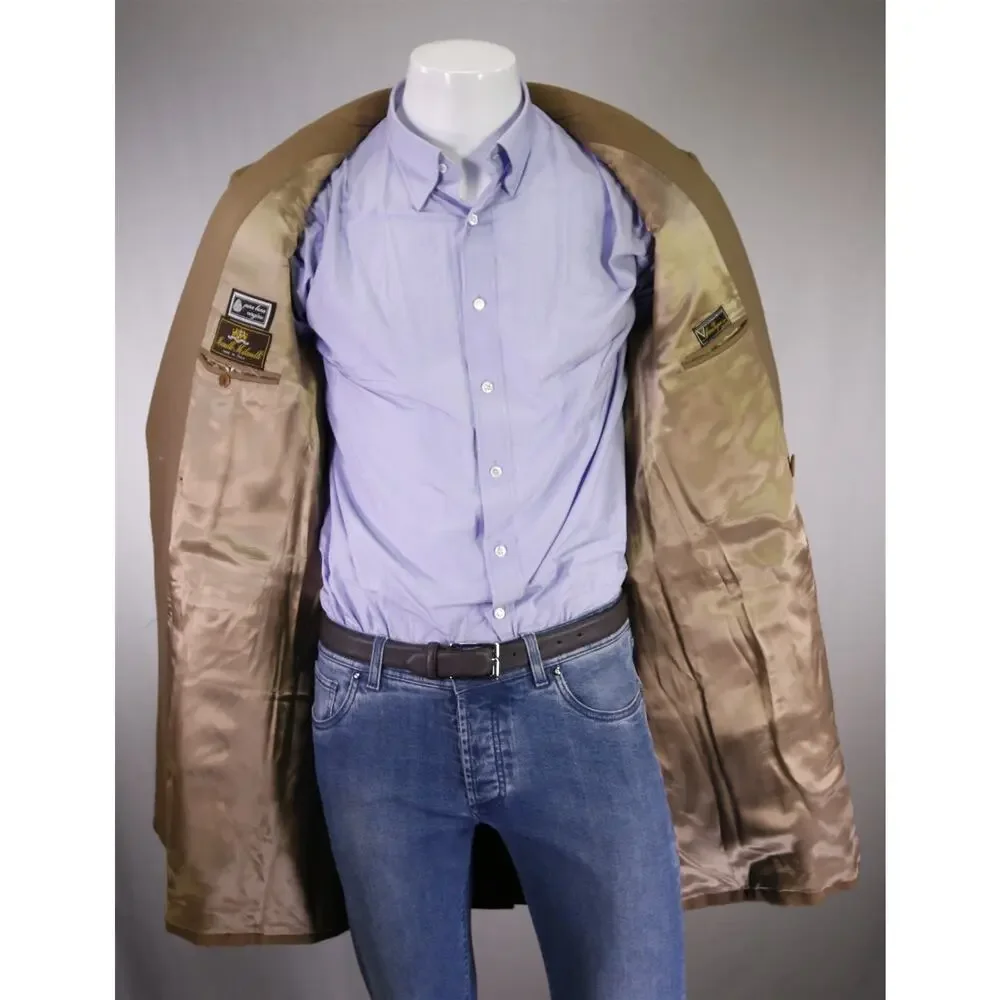 Marcello Milanelli Camel Brown Zegna Wool 2Btn Double Breasted Overcoat Coat 38S - Picture 7 of 10
